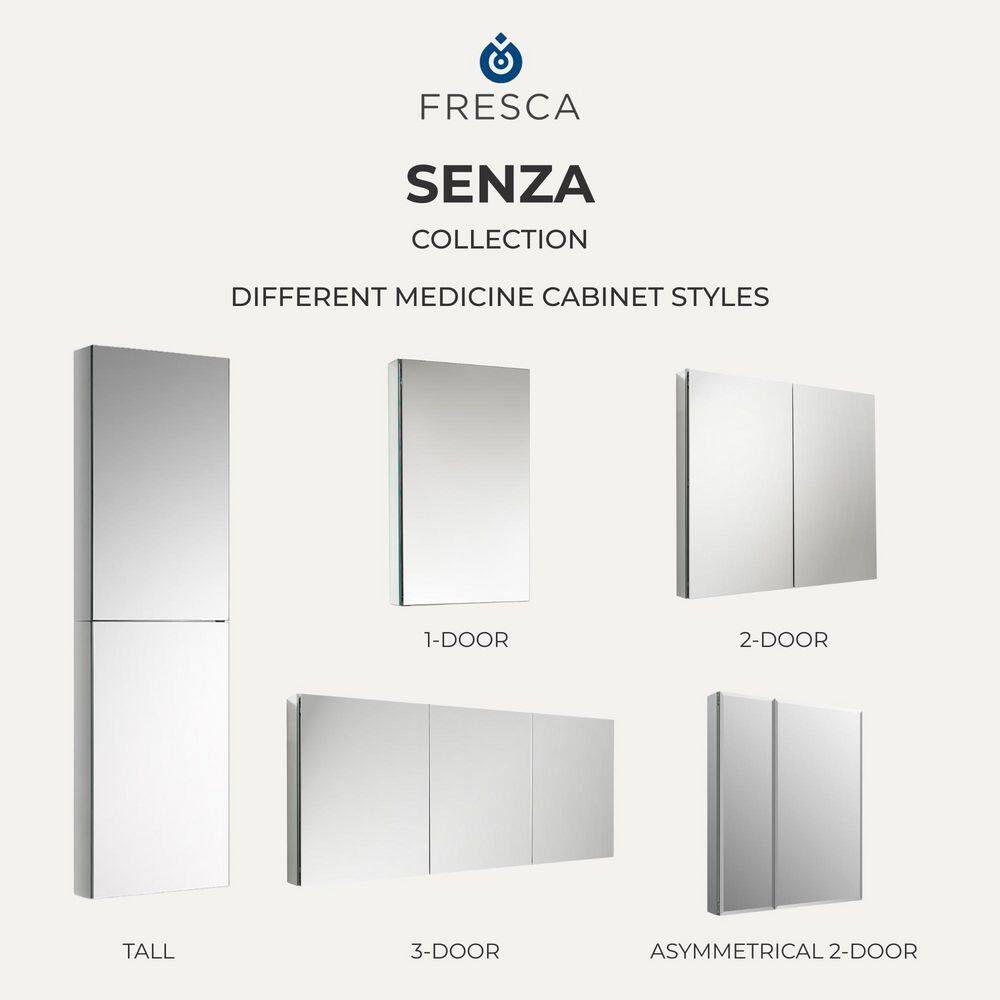 Fresca 36" Frameless Rectangular Bathroom Medicine Cabinet with Mirrors