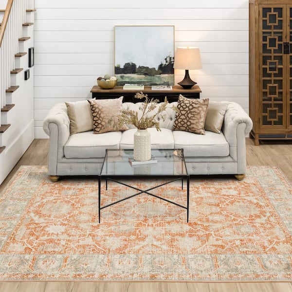 Paloma Terracotta 9 ft. 10 in. x 13 ft. Ornamental Indoor Area Rug