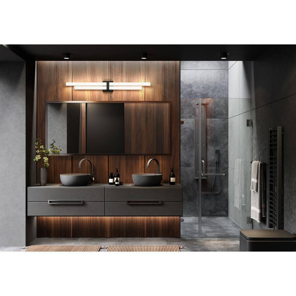 Zane 40" Matte Black LED Vanity Light with Frosted Diffusers