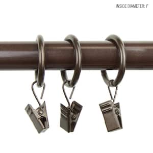 Cocoa Metal Curtain Rings with Clips (Set of 10)