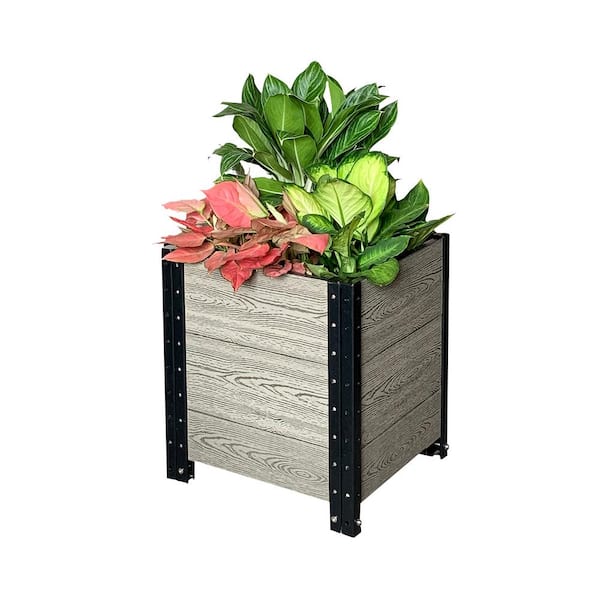 EverBloom 17 in. L x 19 in. W x 21 in. H Composite Planter Box Cornerstone in Grey