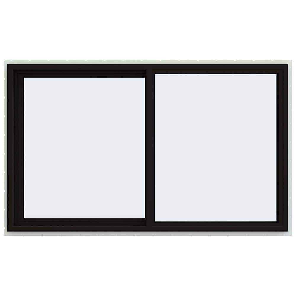 60 in. x 36 in. V-4500 Series Black Exterior/White Interior FiniShield Vinyl Left-Handed Sliding Window with Mesh Screen -  JELD-WEN, CX7478