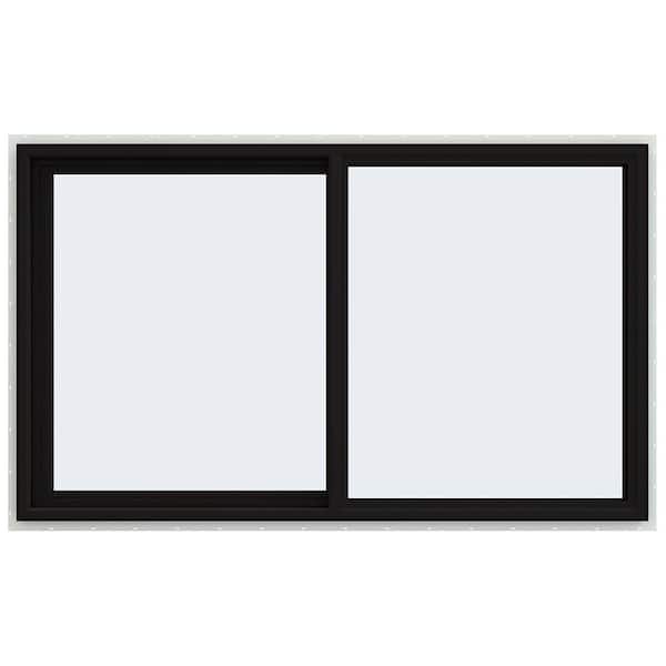 JELD-WEN 60 in. x 36 in. V-4500 Series Black Exterior/White Interior FiniShield Vinyl Left-Handed Sliding Window with Mesh Screen