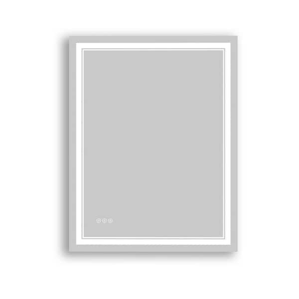 IDEAGLE 28 in. W x 36 in. H Rectangle Frameless LED Light Anti-Fog Wall Bathroom Vanity Mirror with Adjustable Brightness