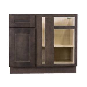 Lancaster Shaker Assembled 39 in. x 34.5 in. x 24 in. Base Blind Corner Cabinet in Vintage Charcoal