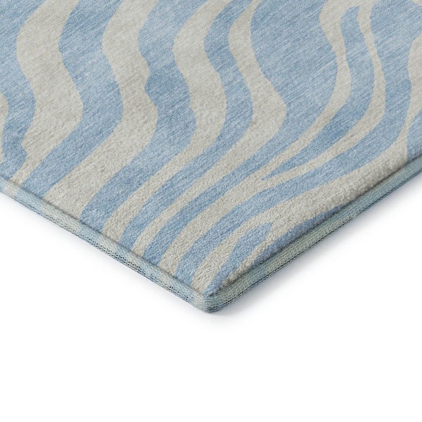 Mayfield Premium Machine Washable Abstract AMF1042 Sky 8 ft. x 10 ft. Area Rug