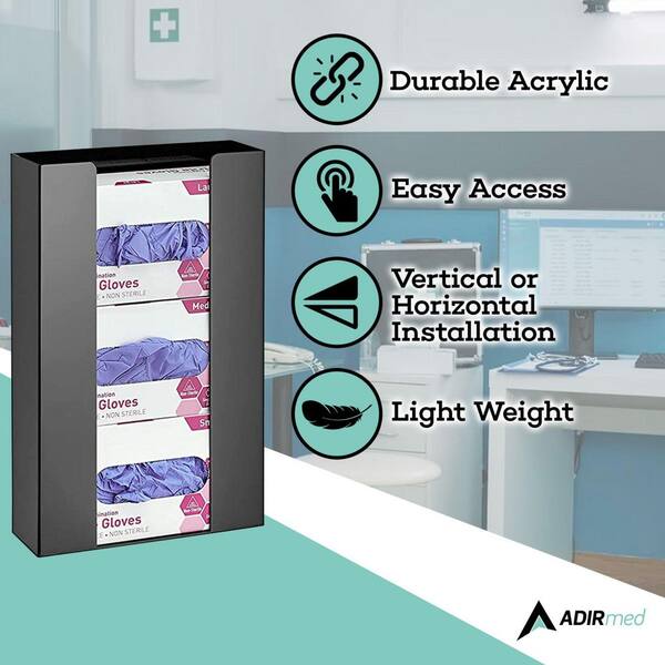 Triple Box Capacity Wall Mount Acrylic Glove Box Dispenser
