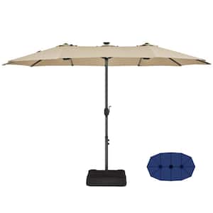 13 ft. Large Patio Umbrella with Solar Lights Tan