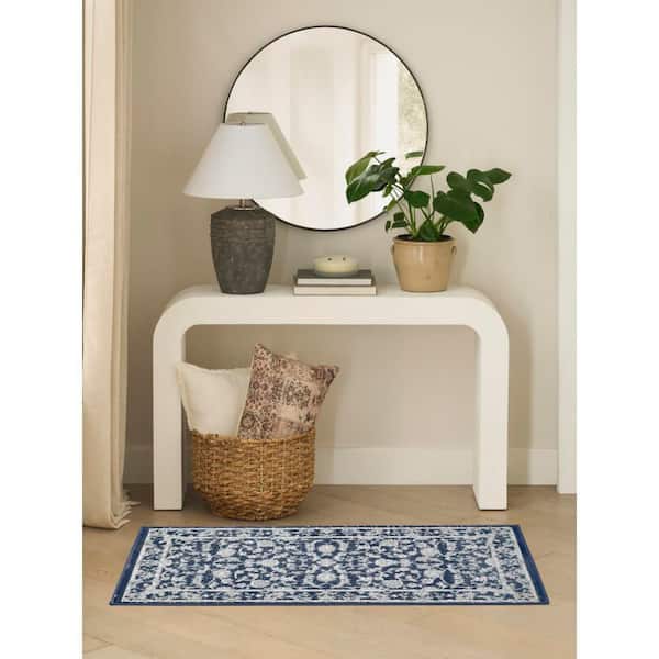 Dekor Slate/Ivory 2 ft. x 4 ft. Medallion Traditional Area Rug