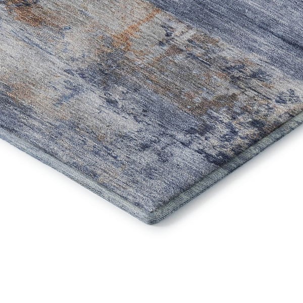 Mayfield Premium Machine Washable Abstract AMF2146 Blue 2 ft. x 7 ft. Runner Rug