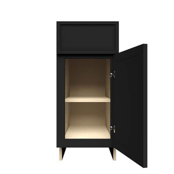 Slim Shaker Assembled 9 in. W x 34.5 in. H x 24 in. D Base Kitchen Cabinet in Black