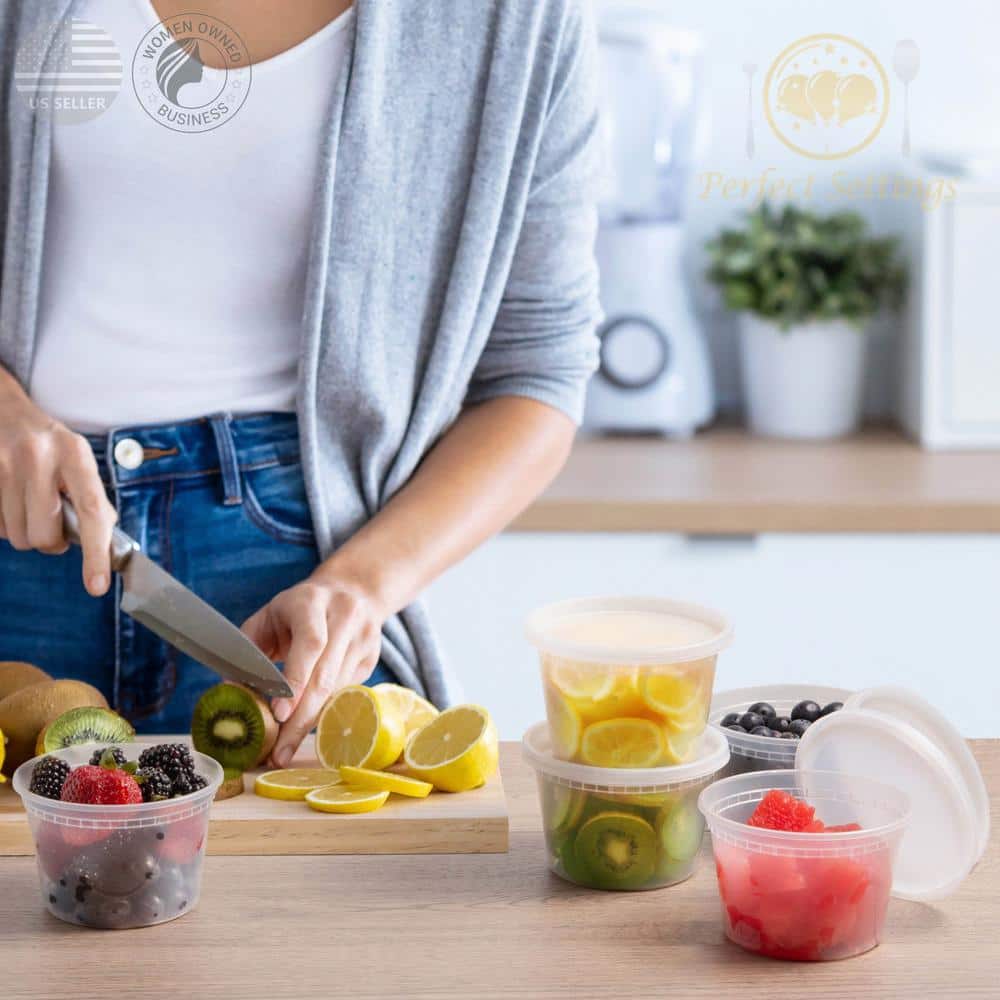 Clear 16oz Plastic Meal Prep Containers with Snap Lids, Set of 40