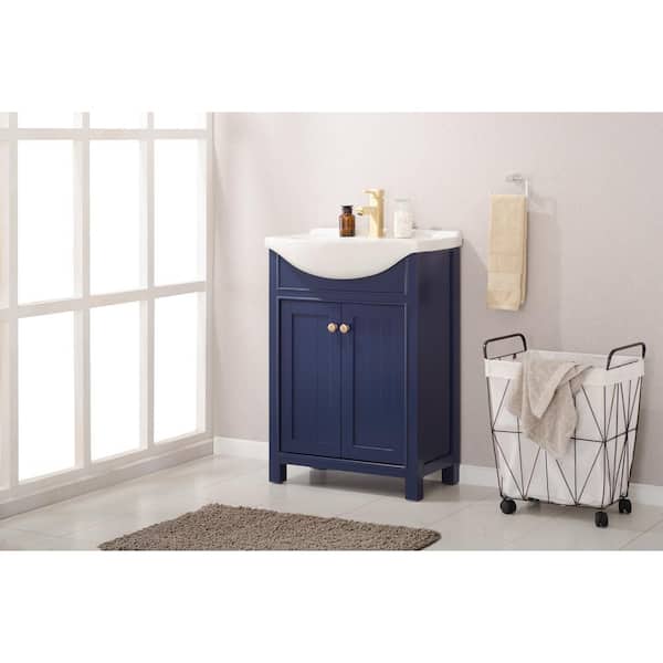 Marian 24 in. W x 17 in. D Bath Vanity in Blue with Porcelain Vanity Top in White with White Basin