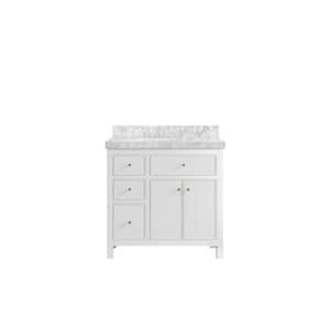 Sonoma 36 in. W x 22 in. D x 36 in. H Single Sink Bath Vanity Center in White with 2" Carrara Marble Top