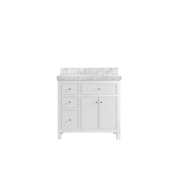 Willow Collections Sonoma 36 in. W x 22 in. D x 36 in. H Single Sink Bath Vanity Center in White with 2" Carrara Marble Top