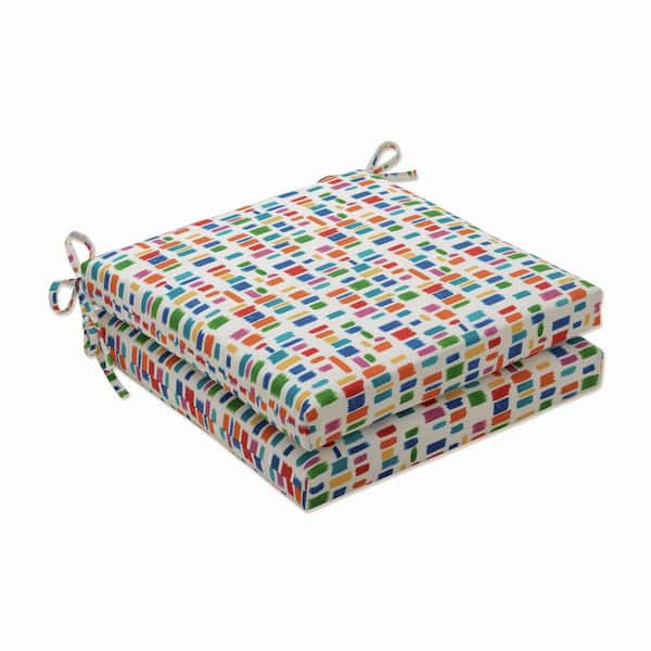 Pillow Perfect 20 x 20 Outdoor Dining Chair Cushion in Blue/Green/Multicolored (Set of 2)