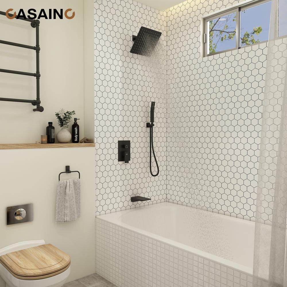 Large Nickel Multi-Head Rain Shower System with Handheld