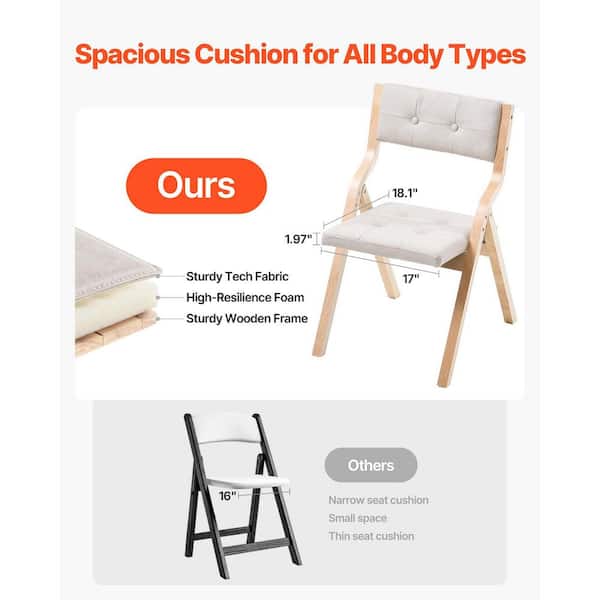 SKYSHALO 2 Set of Portable Foldable Wooden Folding Chairs with