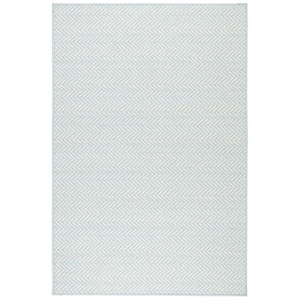 Herringbone Machine Washable Swedish Blue 5 ft. x 8 ft. Indoor Area Rug