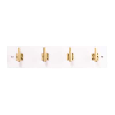 Bar Pulls 18 in. L White with Brushed Golden Brass Hook Rail