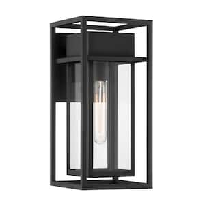 Burton 1-Light Black Outdoor Line Voltage Wall Sconce with No Bulb Included