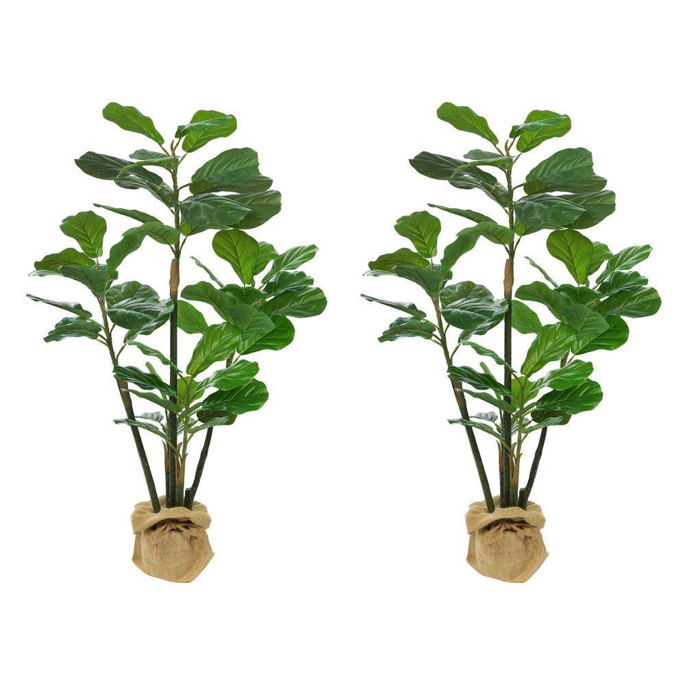 47'' Green Plastic Fiddle Leaf Fig Tree in Black Pot