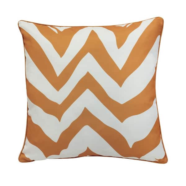 OUTDOOR DECOR BY COMMONWEALTH Outdoor Mustard Zig Zag Printed Large Throw Pillow 24 x 24-Includes 1-Throw Pillow
