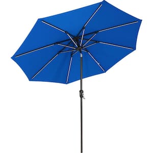 9 ft. Aluminum Market Solar Tilt Patio Umbrella in Pacific Blue Sunbrella