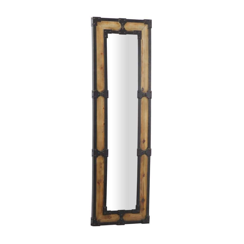 Rustic Brown Wood Full-Length Rectangular Floor Mirror