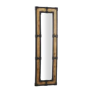 21 in. x 68 in. Brown Wood Weathered Floor Mirror