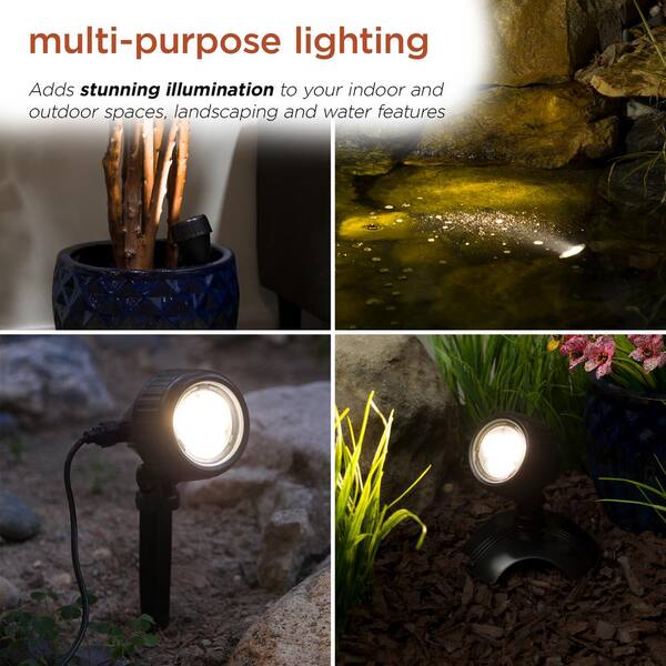 TENSUL Warm White Pond Lights, 2500K Underwater Landscape Spotlights, IP68 Waterproof Submersible Fountain Lights For Garden Yard Aquarium Pond Fountain Waterfall (2 Lights