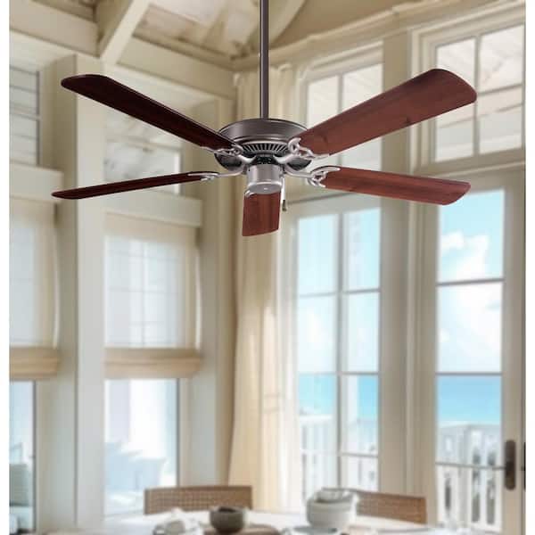 Contractor 52 in. Indoor Brushed Steel with Dark Walnut Ceiling Fan
