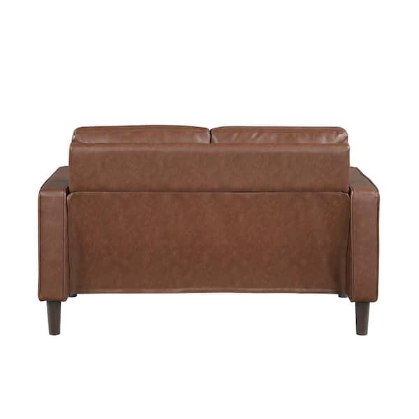 Lazzara Apollo 54 in. W Chocolate Faux Leather 2-Seater Loveseat
