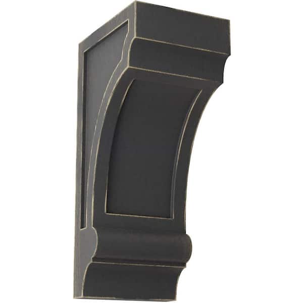 Ekena Millwork 5-1/2 in. x 14 in. x 7 in. Black Diane Recessed Wood Vintage Decor Corbel