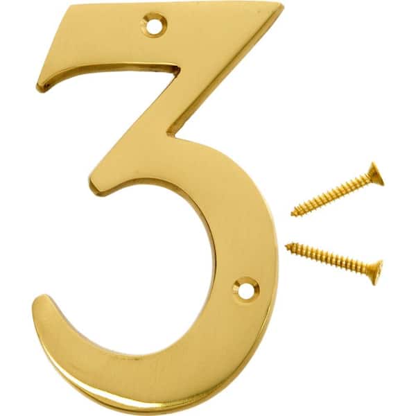 HY-KO 4 in. Premium Solid Brass Number 3
