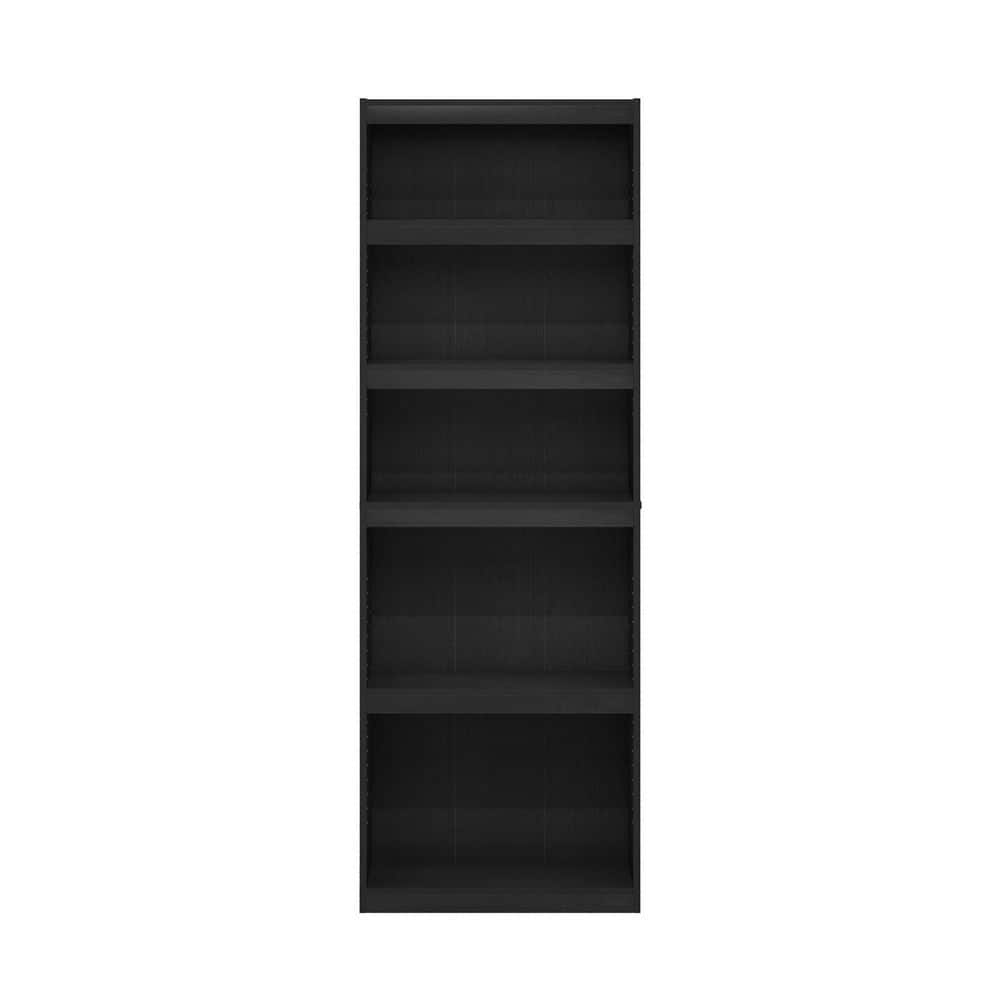 Black Adjustable 5-Tier Wood Bookcase