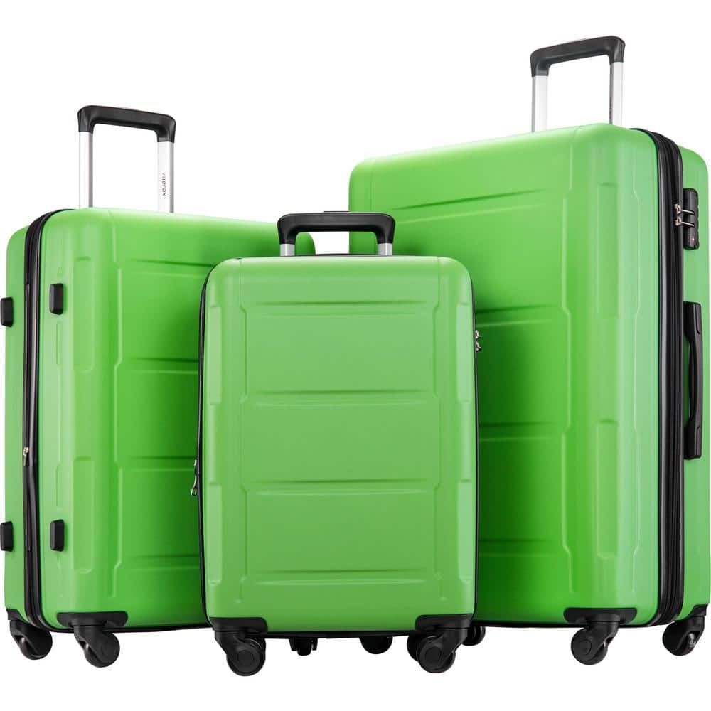 3-Piece Set – Black LEVEL8 Grace luggage Sets Hardside Lightweight Suitcase with Spinner Wheels,TSA Lock 20/24/28 