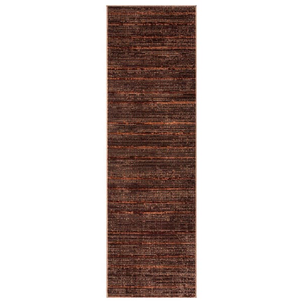 Missha Dario Dark Brown 2 ft. x 8 ft. Striped High-Low Indoor Runner Rug