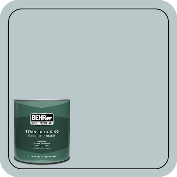 BEHR ULTRA 1 qt. #N470-2A Dusted Blue Extra Durable Semi-Gloss Enamel Interior Paint and Primer