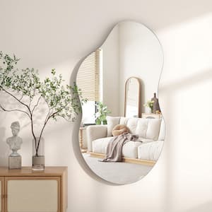 Silver 22 in. W x 43.3 in. H Irregular Metal Decorative Mirror