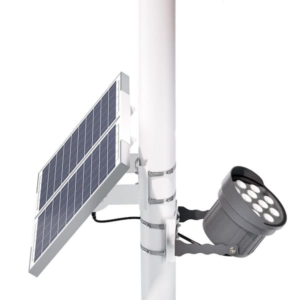 2-6 in. Adjustable Metal Flag Pole Light Solar Powered 12 Ultra Bright LED