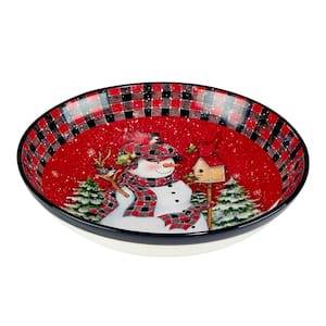 Christmas Lodge 13 in. 128 fl.oz. Multi-Colored Earthenware Serving Bowl