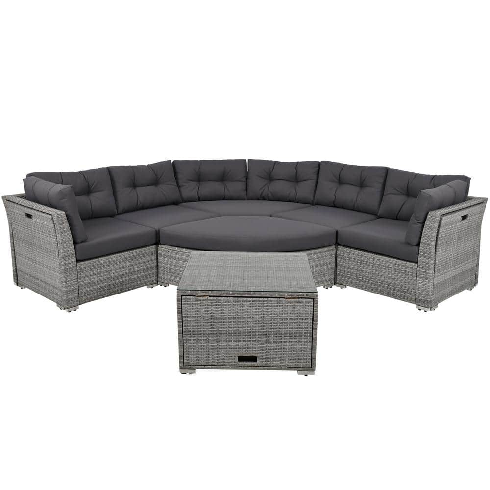 Wicker Outdoor Sectional, Day Bed Sectional Furniture Set Patio Seating Gro