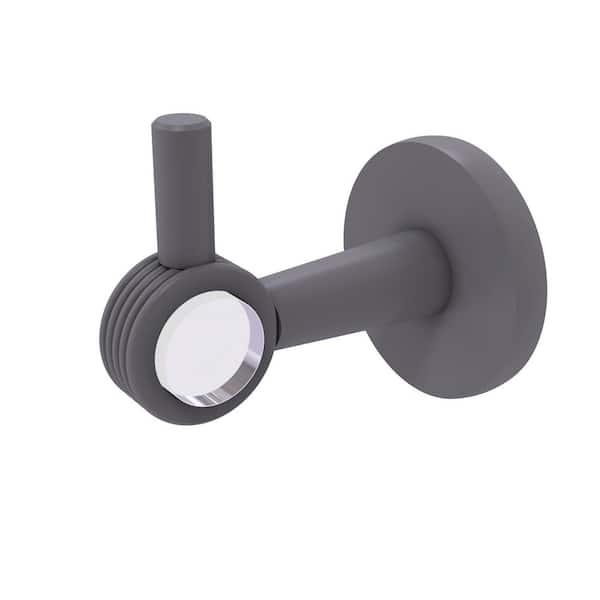 Allied Brass Clearview Collection J-Hook Robe/Towel Hook with Groovy Accents in Matte Gray