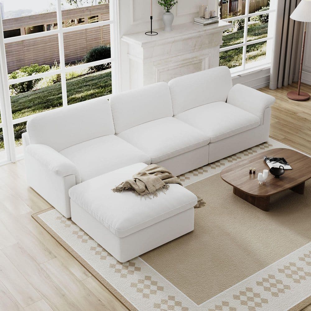 Noble House Myrrh 114.96 in. Linen Upholstered LShaped Cloud Sectional — free download
