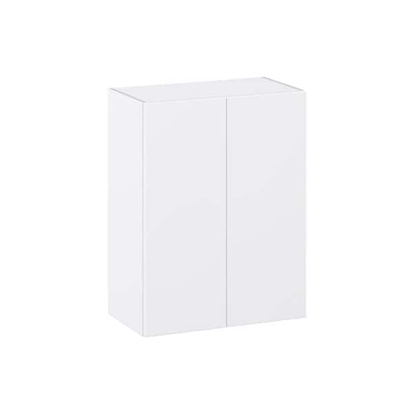 J COLLECTION Timberline 27 in. W x 14 in. D x 35 in. H Assembled Slab Wall Kitchen Cabinet in Bright White
