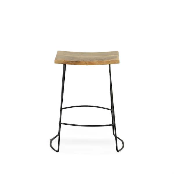 Carolina Cottage Reece 24 in. Black and Natural Bar Stool (Set of 2)