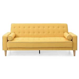 Andrews 85 in. W Flared Arm Polyester Straight Sofa in Yellow