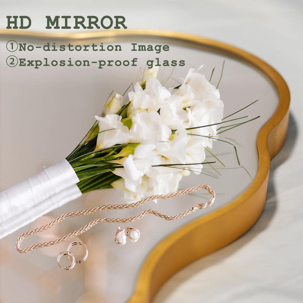 Gold Scalloped Oval Wall Mirror with Aluminum Frame