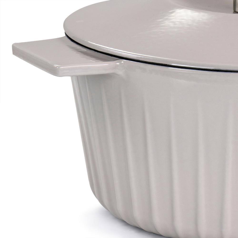 Warm Grey Enameled Cast Iron 5 Quart Dutch Oven with Lid